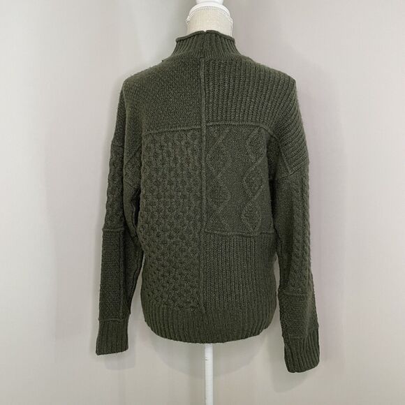 American Eagle Green Fishermans Sweater Women's Size XS Oversized Mock Neck - Picture 3 of 12